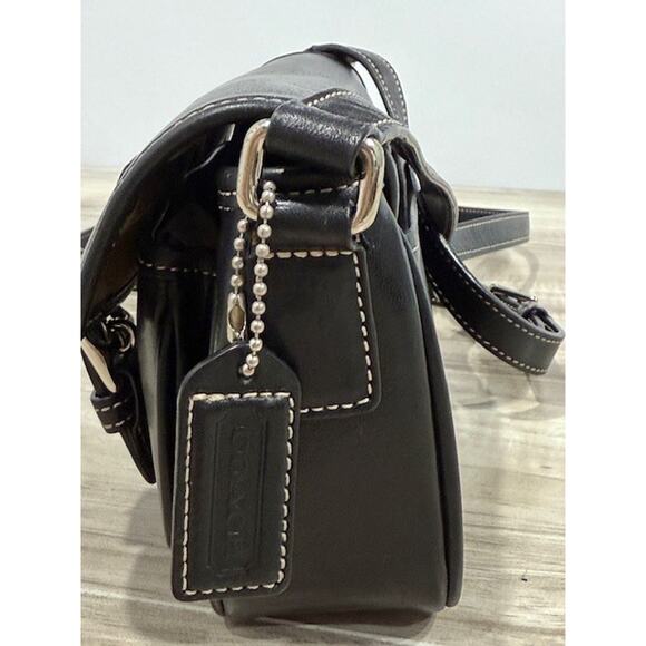 VTG Y2K Coach Leatherware Bleecker Double Buckle Crossbody Black Leather Bag - Picture 3 of 16